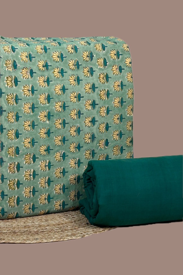 2pc Pure Soft Cotton Top and Mangalgiri Cotton Bottom Fabric Set