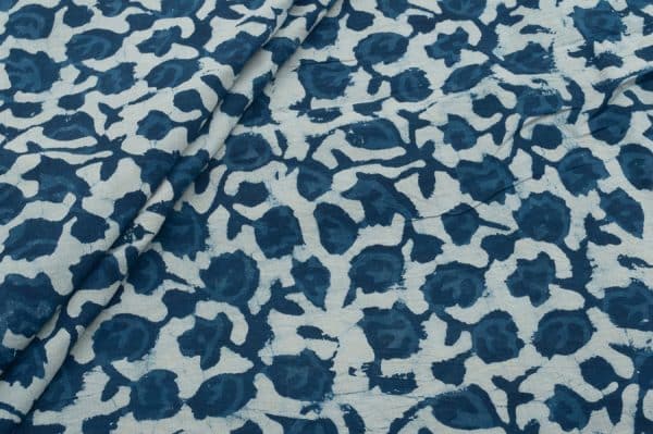 Natural Indigo Blue Bagru Handblock Printed Cotton Fabric