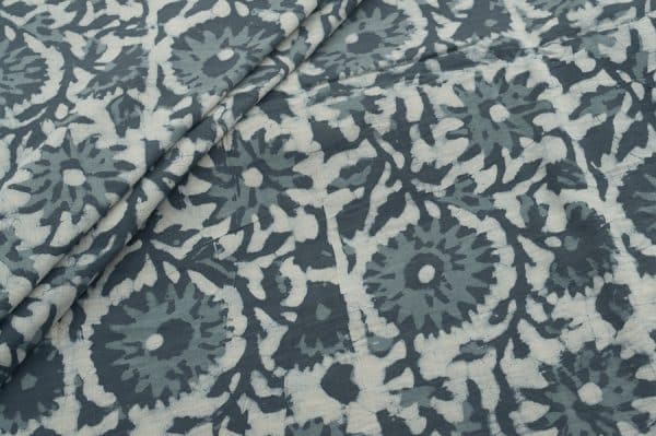 Pale Indigo Blue Bagru Handblock Printed Cotton Fabric