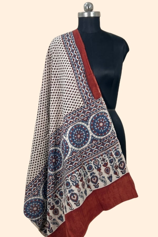 Ajrakh HandCrafted Natural Dye Pure Cotton Dupatta