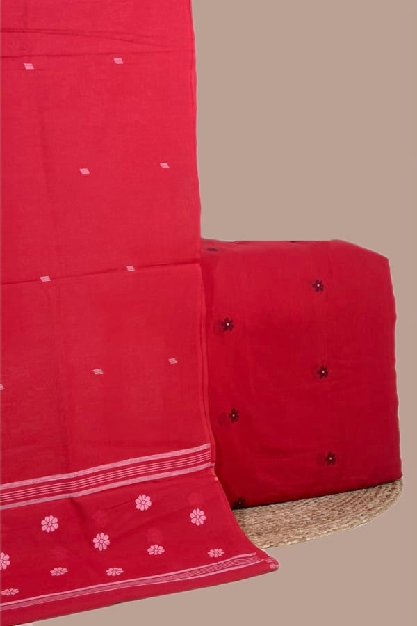 2pc Handloom Cotton Dupatta and Handloom Woven Design Top Fabric Set