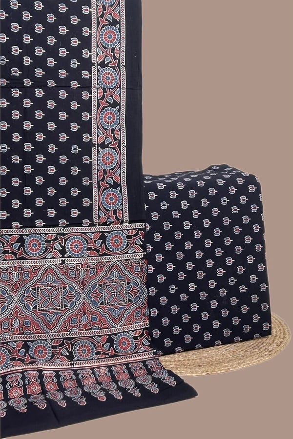 2pc Ajrakh HandCrafted Cotton Dupatta and Top Cotton Fabric Set
