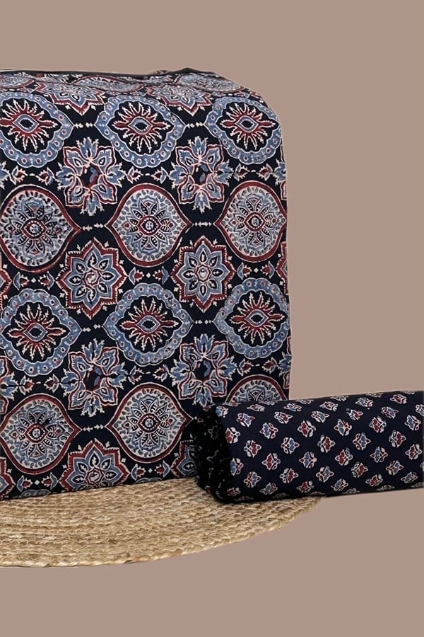 2pc Ajrakh HandCrafted Cotton Top and Bottom Cotton Fabric Set