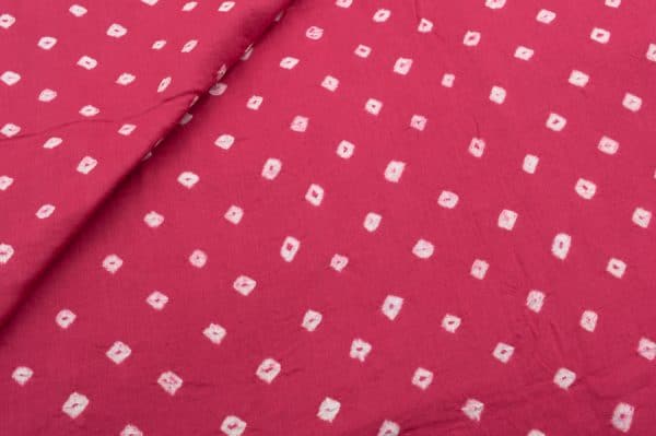 Dark Pink Bandhani Tie Dye 100% Pure Soft Cotton Satin Finish Fabric
