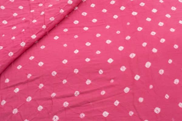 French Rose Pink Bandhani Tie Dye 100% Pure Soft Cotton Satin Finish Fabric