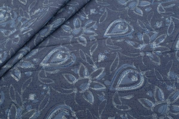 Gray Bagru Handblock Printed Cotton Fabric
