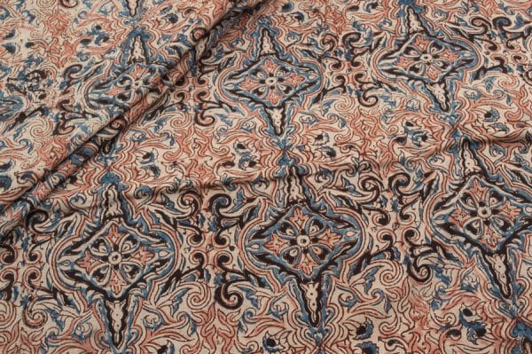 Pre-Cut 2m Natural White Soft Handblock Kalamkaari Printed Cotton Fabric