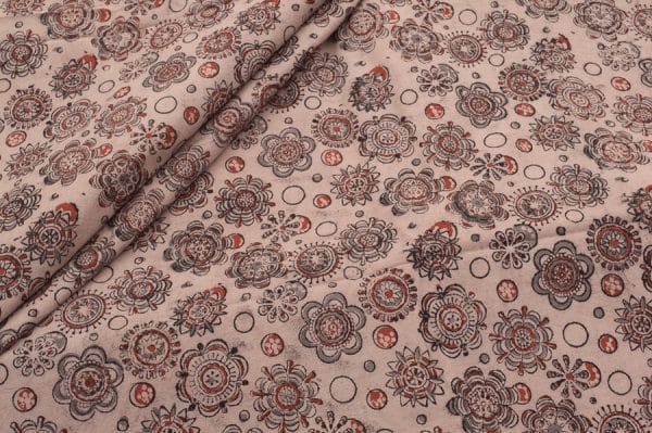Pre-Cut 0.80m Natural White Soft Handblock Kalamkaari Printed Cotton Fabric