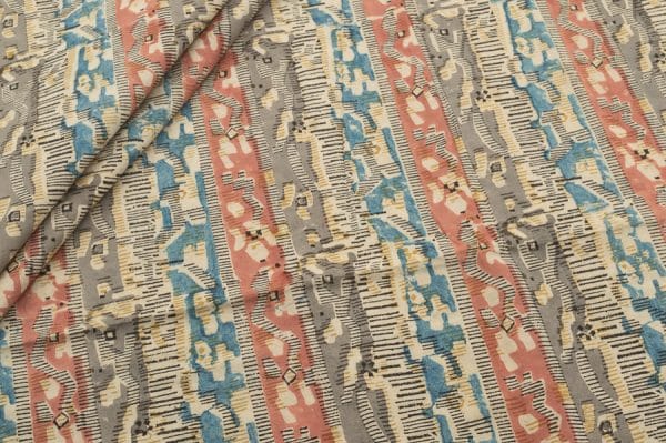 Gray Natural Dye Handblock Kalamkaari Printed Cotton Fabric