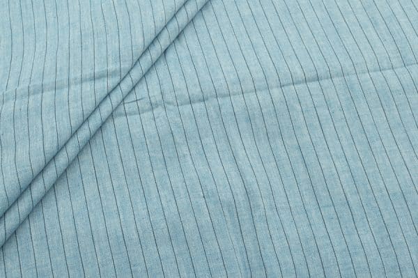 Sky Blue Flowy HandLoom Woven Stripes Pure Soft Cotton Fabric