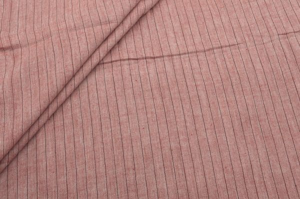 Pinkish Beige Flowy HandLoom Woven Stripes Pure Soft Cotton Fabric