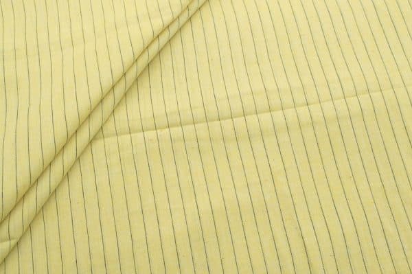 Pre-Cut 1.30m Daisy Yellow Flowy HandLoom Woven Stripes Pure Soft Cotton Fabric