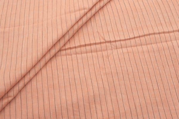 Pre-Cut 1.50m Light Salmon Pink Flowy HandLoom Woven Stripes Pure Soft Cotton Fabric