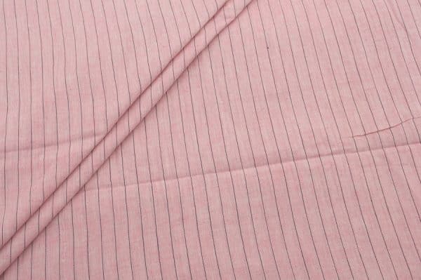Baby Pink Flowy HandLoom Woven Stripes Pure Soft Cotton Fabric