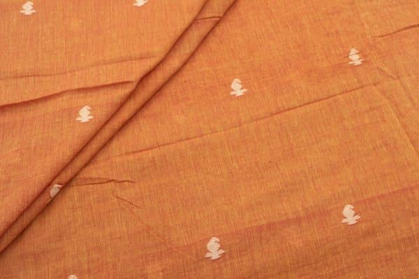 Rusty Orange Woven Design Flowy HandLoom Pure Soft Cotton Fabric
