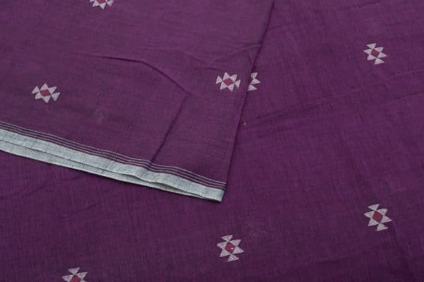 English Violet Woven Design Flowy HandLoom Pure Soft Cotton Fabric