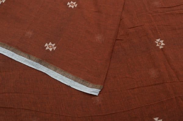 Chocolate Brown Woven Design Flowy HandLoom Pure Soft Cotton Fabric