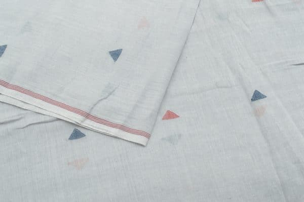 Light Gray Woven Design Flowy HandLoom Pure Soft Cotton Fabric