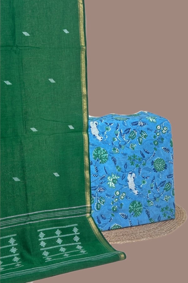 2pc Handloom Cotton Dupatta and Pure Soft Cotton Top Set