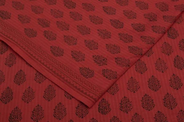 Ruby Red Handblock Bagh Printed Soft Cotton Fabric