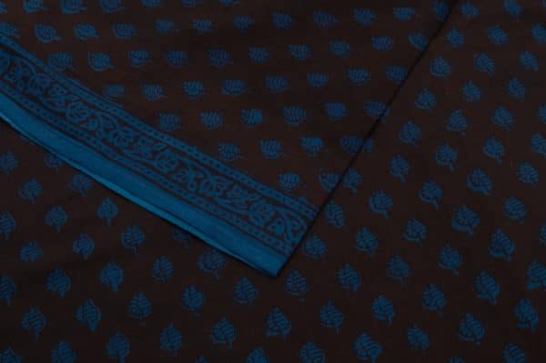 Prussian Blue Handblock Bagh Printed Soft Cotton Fabric