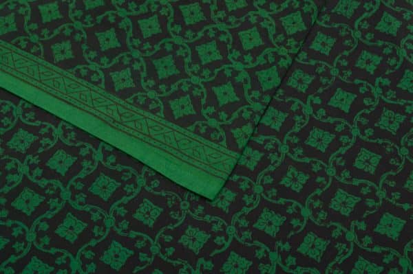 Hunter Green Handblock Bagh Printed Soft Cotton Fabric