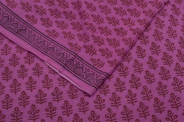 Plum Purple Handblock Bagh Printed Soft Cotton Fabric