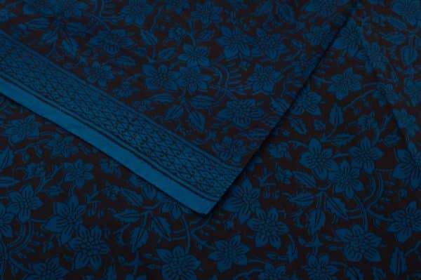 Prussian Blue Handblock Bagh Printed Soft Cotton Fabric