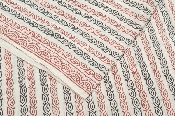 White Handblock Bagh Printed Soft Cotton Fabric
