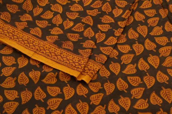 Tangerine Orange Handblock Bagh Printed Soft Cotton Fabric