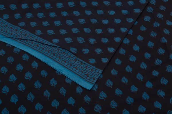 Prussian Blue Handblock Bagh Printed Soft Cotton Fabric
