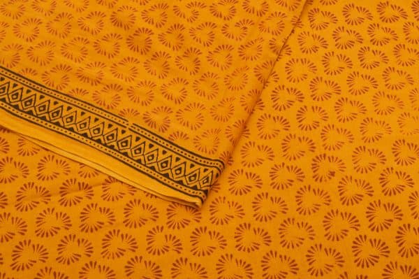 Tangerine Orange Handblock Bagh Printed Soft Cotton Fabric