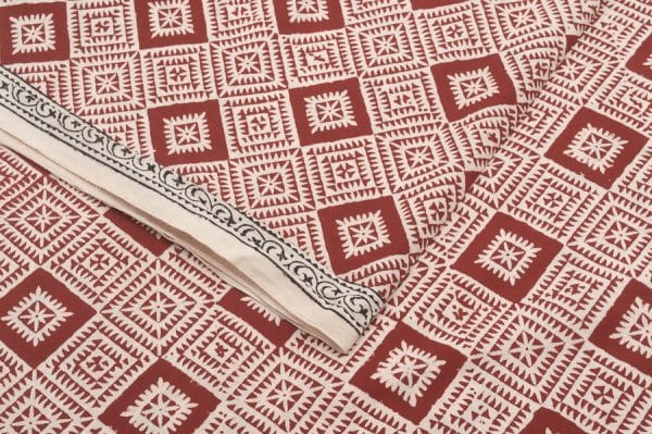 Madder Red Handblock Bagh Printed Soft Cotton Fabric