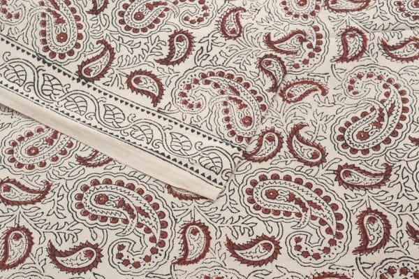 White Handblock Bagh Printed Soft Cotton Fabric