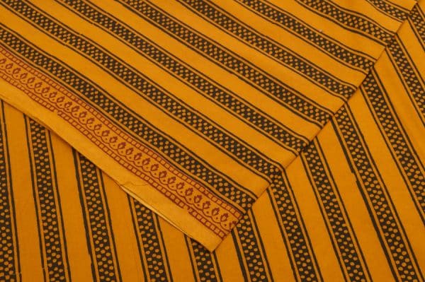 Tangerine Orange Handblock Bagh Printed Soft Cotton Fabric