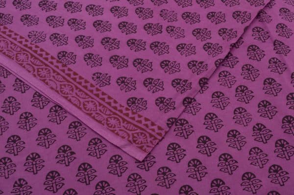 Plum Purple Handblock Bagh Printed Soft Cotton Fabric