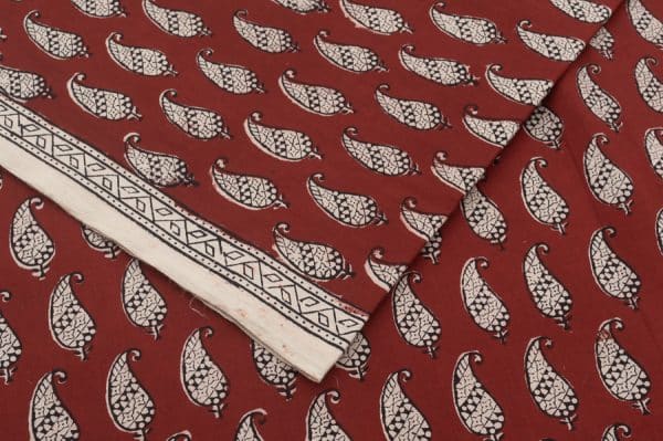 Auburn Red Handblock Bagh Printed Soft Cotton Fabric