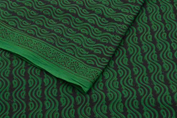 Hunter Green Handblock Bagh Printed Soft Cotton Fabric