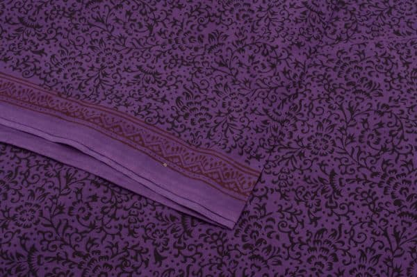 Plum Purple Handblock Bagh Printed Soft Cotton Fabric