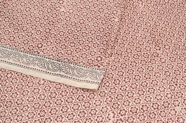 Natural White Handblock Bagh Printed Soft Cotton Fabric