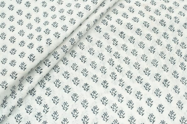 Natural White Handblock Bagh Printed Soft Cotton Fabric
