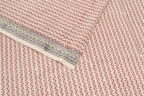Natural White Handblock Bagh Printed Soft Cotton Fabric