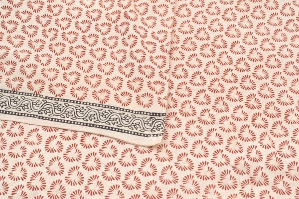 Natural White Handblock Bagh Printed Soft Cotton Fabric