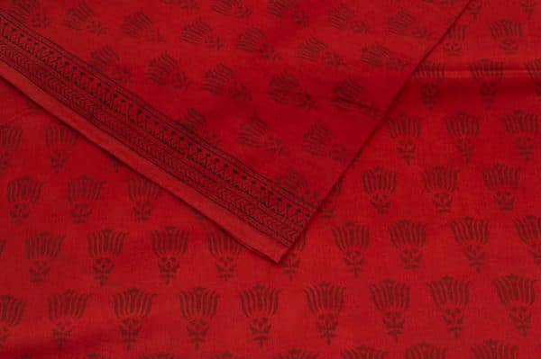 Red Handblock Bagh Printed Soft Cotton Fabric
