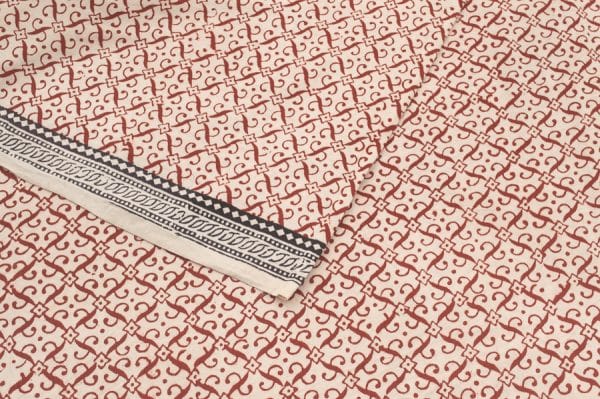 Natural White Handblock Bagh Printed Soft Cotton Fabric