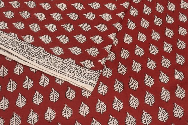 Madder Red Handblock Bagh Printed Soft Cotton Fabric