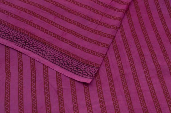 Plum Purple Handblock Bagh Printed Soft Cotton Fabric