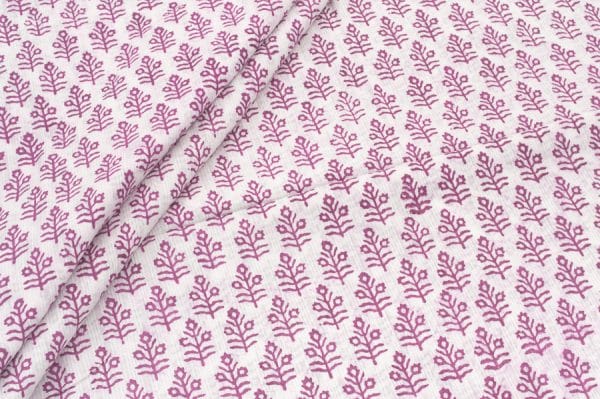 Natural White Handblock Bagh Printed Soft Cotton Fabric