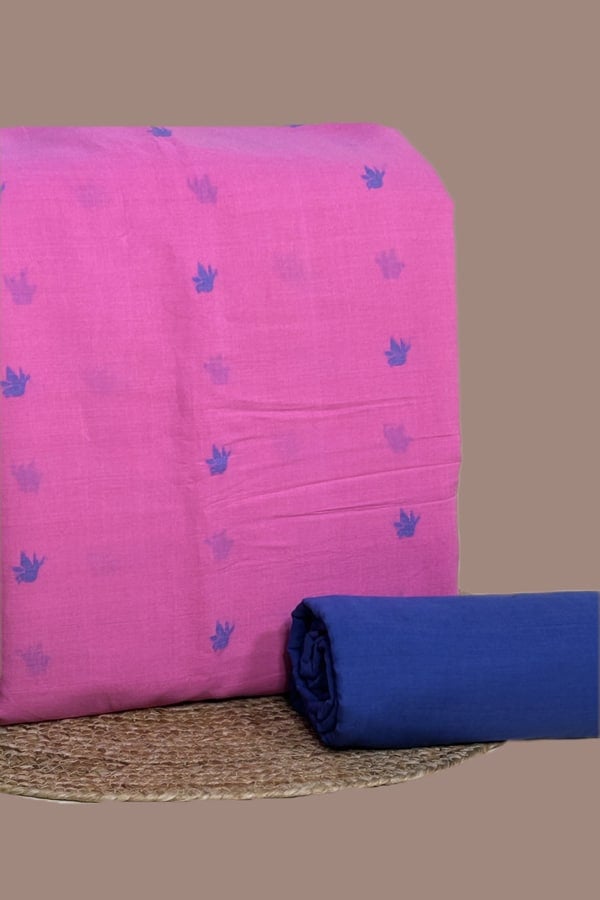 2pc Handloom Woven Design Cotton Top and Handloom Soft Cotton Bottom Fabric Set