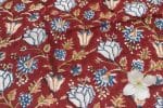 Ruby Red Floral Handblock Printed 100% Pure Soft Cotton Fabric - Image 2